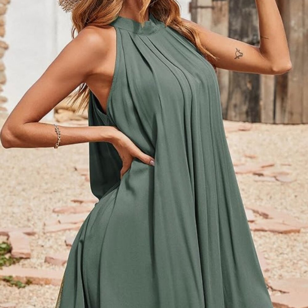 NEW OLIVE HALTER DRESS